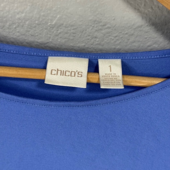 Chico’s Blue High-Low Layered Hem Top Women’s Size 1 (Medium) - Picture 2 of 7